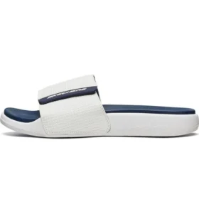 Chaussons de sport d&rsquo;extérieur à talon plat et velcro Blanc Bleu