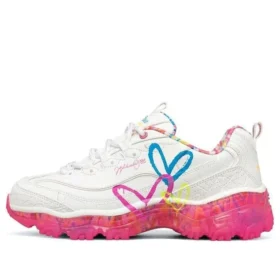 Chaussures de course basses James Goldcrown x Skechers D&rsquo; Lites Crystal rose/blanc
