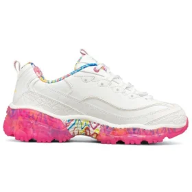 Chaussures de course basses James Goldcrown x Skechers D&rsquo; Lites Crystal rose/blanc