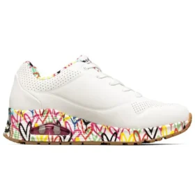 Chaussures de course James Goldcrown x Skechers Uno Low, blanches