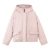 Doudoune à capuche, couleur unie, fermeture éclair dissimulée et poignets élastiques « Rose Blanc »