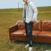 Doudoune à capuche unie zippée « Noir Gris Blanc »