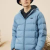 Doudoune courte à capuche avec logo imprimé uni « Bleu Vert d&rsquo;eau »