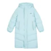 Doudoune longue tissée basique « Bleu »