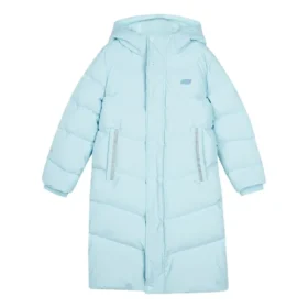 Doudoune longue tissée basique « Bleu »