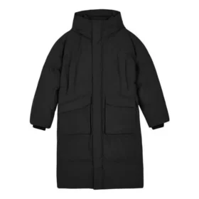 Doudoune longue tissée « Noir »