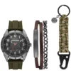 Ensemble montre et cordon en nylon gris métallisé