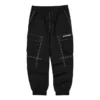 Pantalon de sport en tricot à taille mi-haute et revers élastiques tissés « Noir »
