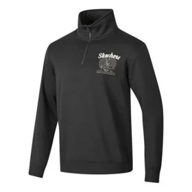 Pull basique à col rond et demi-zip en tissu tissé « Noir Blanc »