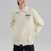 Pull basique à col rond et demi-zip en tissu tissé « Noir Blanc »