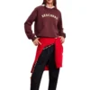 Pull à col rond avec logo imprimé « Burgundy White »
