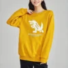 Pull à col rond décontracté avec motif graphique « Jaune Blanc »