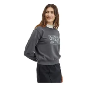 Pull à col rond imprimé de lettres « Gris Blanc »