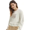Pull à col rond imprimé de lettres « Gris Blanc »