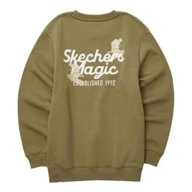 Pull à col rond imprimé de lettres « Vert olive Blanc »