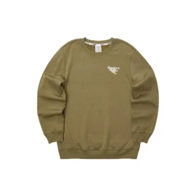 Pull à col rond imprimé de lettres « Vert olive Blanc »