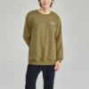 Pull à col rond imprimé de lettres « Vert olive Blanc »