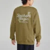 Pull à col rond imprimé de lettres « Vert olive Blanc »