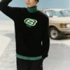 Pull de marque de la série Casual Colorful « Black Green »