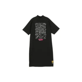 Robe décontractée à demi-zip avec logo imprimé « Blanc Rose Noir »