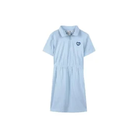 Robe à manches courtes ajustée à la taille avec logo imprimé « Blanc Noir Bleu »