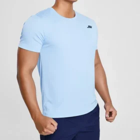 Skechers pour homme, t-shirt de sport à manches courtes en tricot, bleu