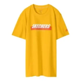 Skechers Sport pour homme, imprimé alphabétique, manches courtes, couleur or