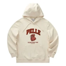 Sweat à capuche à manches longues avec lettres imprimées « Beige Rouge »