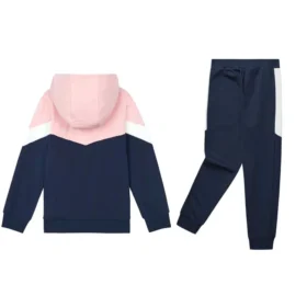 Sweat à capuche SKX avec poignets élastiques, ensemble de sport en tricot « Bleu marine, rose, blanc »