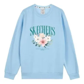 Sweat à col rond à motif floral « Bleu Blanc Gris »