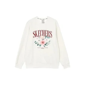 Sweat à col rond à motif floral « Bleu Blanc Gris »