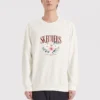 Sweat à col rond à motif floral « Bleu Blanc Gris »