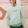 Sweat-shirt à col rond avec lettres dégradées « Vert Blanc »