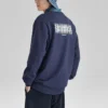 Sweat-shirt à col rond et imprimé de la série Casual Colorful « Navy White »