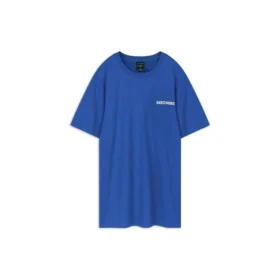 T-shirt bleu à manches courtes en maille imprimée