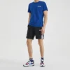T-shirt bleu à manches courtes en maille imprimée
