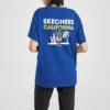 T-shirt bleu à manches courtes en maille imprimée
