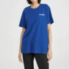 T-shirt bleu à manches courtes en maille imprimée