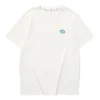 T-shirt décontracté imprimé de lettres « Blanc Bleu »