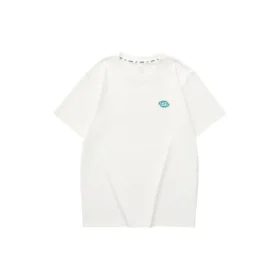 T-shirt décontracté imprimé de lettres « Blanc Bleu »