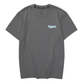 T-shirt décontracté imprimé de lettres « Gris-bleu »