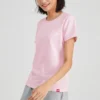 T-shirt de sport à col rond et manches courtes, rose