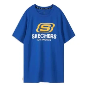 T-shirt de sport décontracté à manches courtes bleu pour homme Skechers