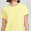T-shirt de sport décontracté à manches courtes et imprimé ample, jaune
