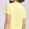 T-shirt de sport décontracté à manches courtes et imprimé ample, jaune
