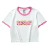 T-shirt imprimé de lettres « Blanc Rose Bleu »