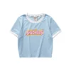 T-shirt imprimé de lettres « Blanc Rose Bleu »