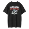 T-shirt imprimé en maille à manches courtes, style couple, noir
