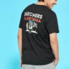 T-shirt imprimé en maille à manches courtes, style couple, noir