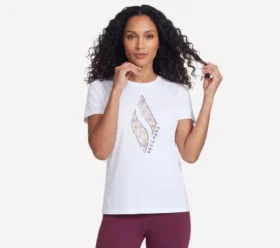 T-shirt à manches courtes avec motif floral en losanges
